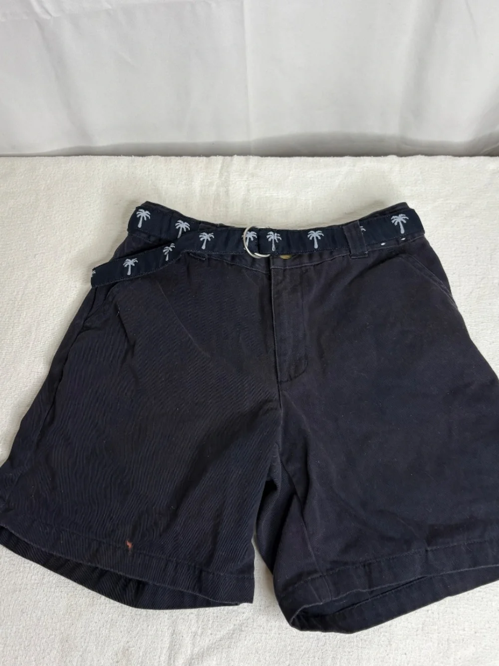 Y2K Gymboree Navy Blue Uniform Shorts Size 8 Adjustable Waist Palm Tree Belt Kid